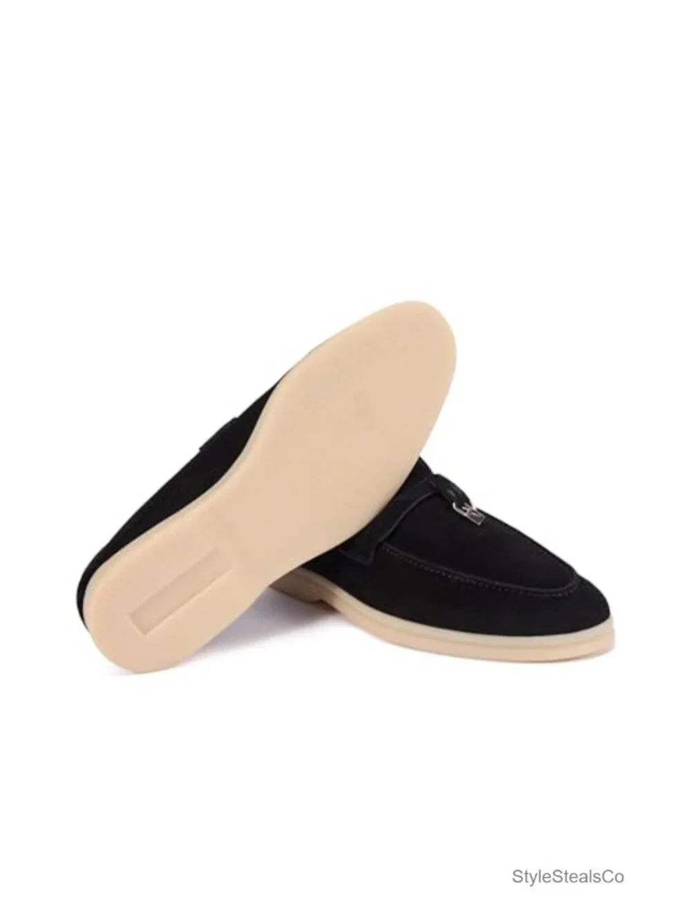 Genuine Suede Leather Loafers with Charm Accents Comfort Footbed